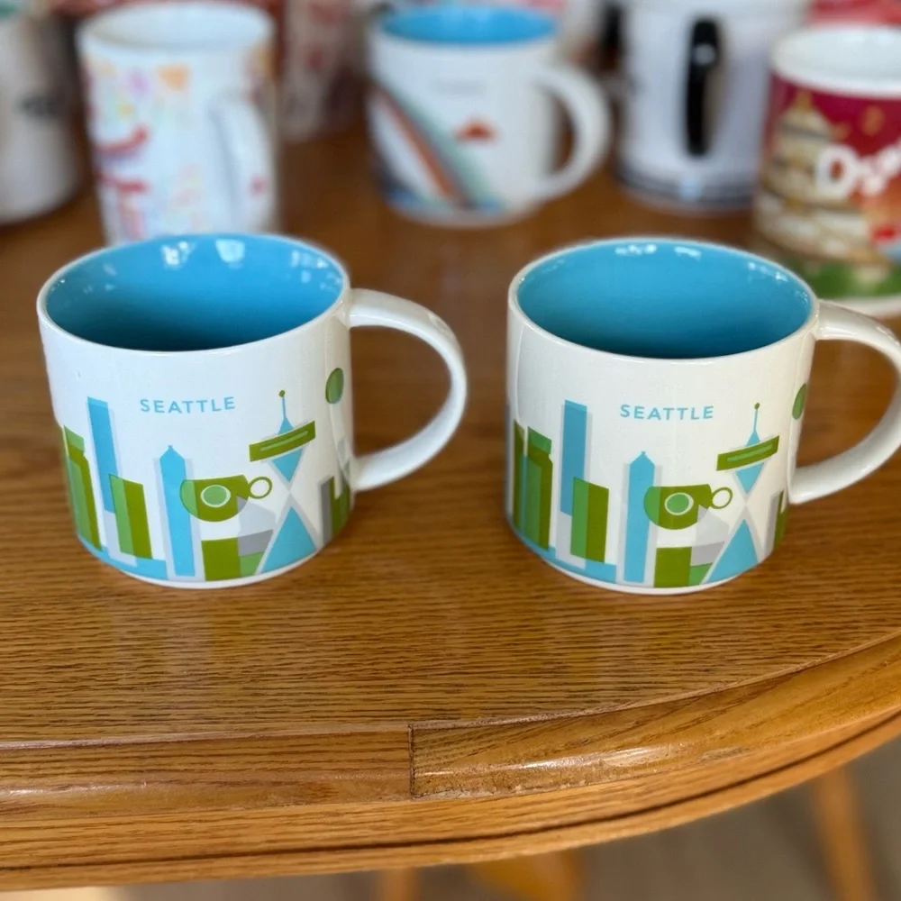 2X ✨ STARBUCKS 14oz 2015 & 2017 SEATTLE You Are Here Mug Set ☕️⛴️🎡 - Picture 2 of 4